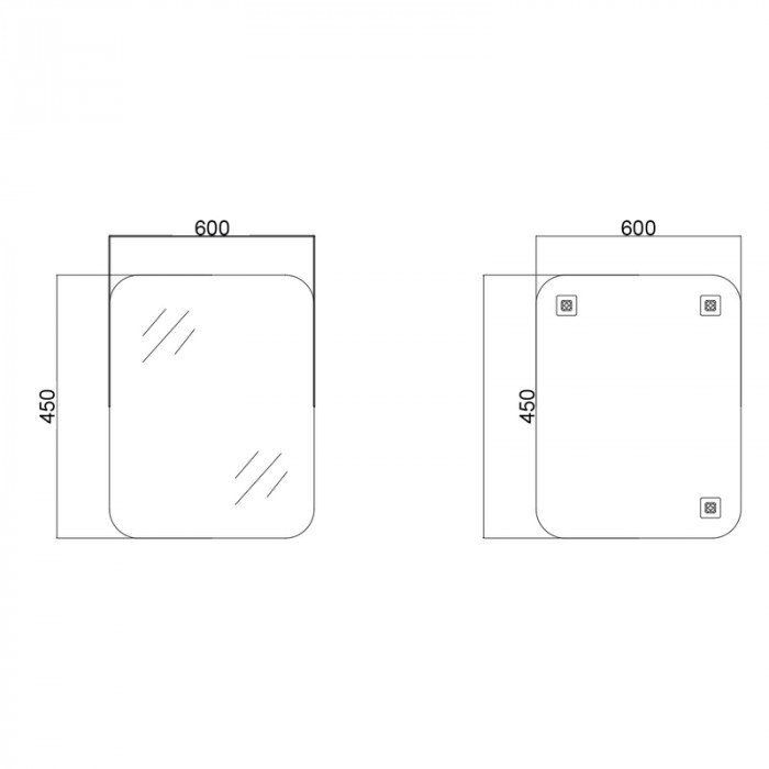 Дзеркало настінне Zerix PRIME MRZ07-45x60-Reverse прямокутне із закругленими кутами (ZX5636)