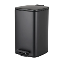 Відро для сміття з плавним закриттям квадратне ZERIX KUBIX-TC0108 BLACK 8 л (колір чорний) (ZX5892)