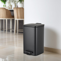Відро для сміття з плавним закриттям квадратне ZERIX KUBIX-TC0108 BLACK 8 л (колір чорний) (ZX5892)