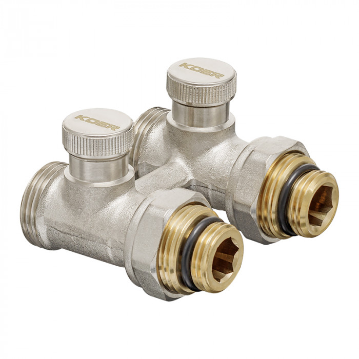 Комплект для нижньої підкл. радіатора KOER SET-22 - 1/2"x3/4" (прямий) з термоголовкою ЗЗ (KR3174)