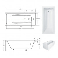 Ванна акриловая MODERN SLIM 170х70 (соло) без ног