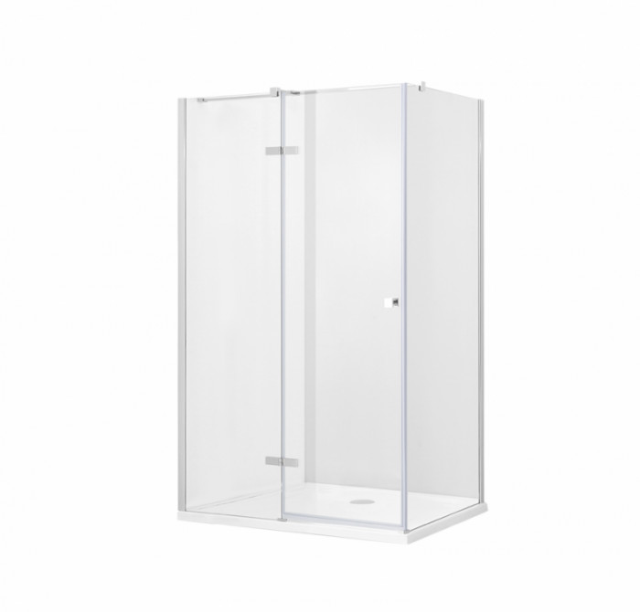 Кабина квадратная PIXA 120x90x195 левая: стекло прозрачное, профиль хромированный