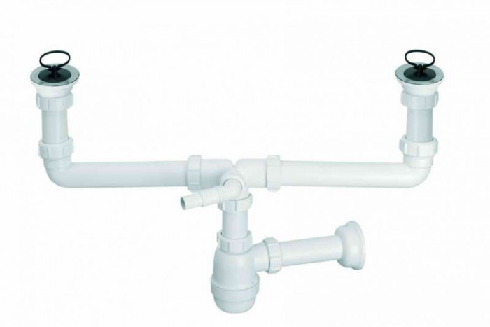 Сифон для кухонної мийки подвійний 2х6/4х50 мм. CDBAWW-P