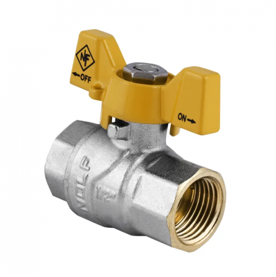 Кран кульовий Nolf NF.712 - 1/2&quot; FF ГГМ YELLOW, ручка &quot;метелик&quot; жовта (NF2945)