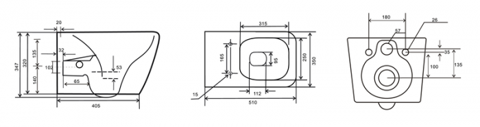 Унітаз-біде підвісний Mixxus Premium QUADRO-1301-R 510x350x345mm система змиву RIMLESS (MP6658)