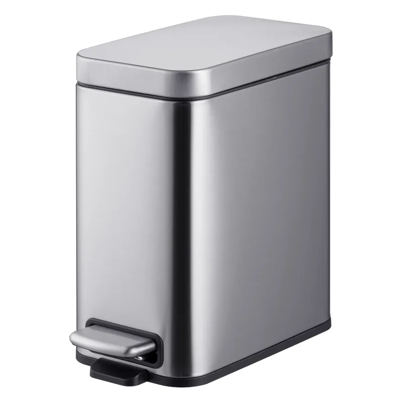 Відро для сміття з плавним закриттям прямокутне MIXXUS PREMIUM QUADRO-TC0105 SS COLOR 5л (колір нержавійка) (MI7062)