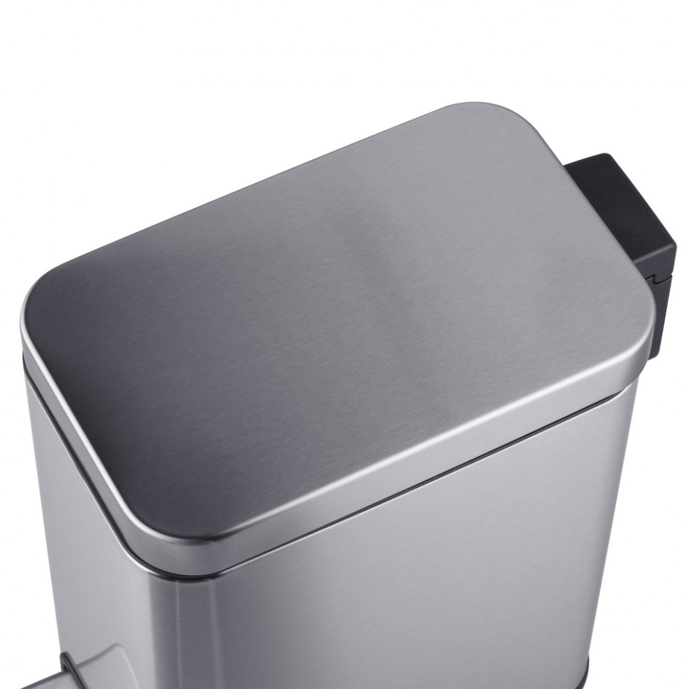 Відро для сміття з плавним закриттям прямокутне MIXXUS PREMIUM QUADRO-TC0105 SS COLOR 5л (колір нержавійка) (MI7062)