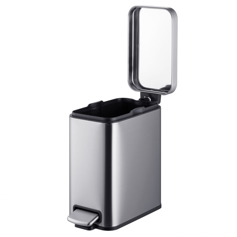 Відро для сміття з плавним закриттям прямокутне MIXXUS PREMIUM QUADRO-TC0105 SS COLOR 5л (колір нержавійка) (MI7062)