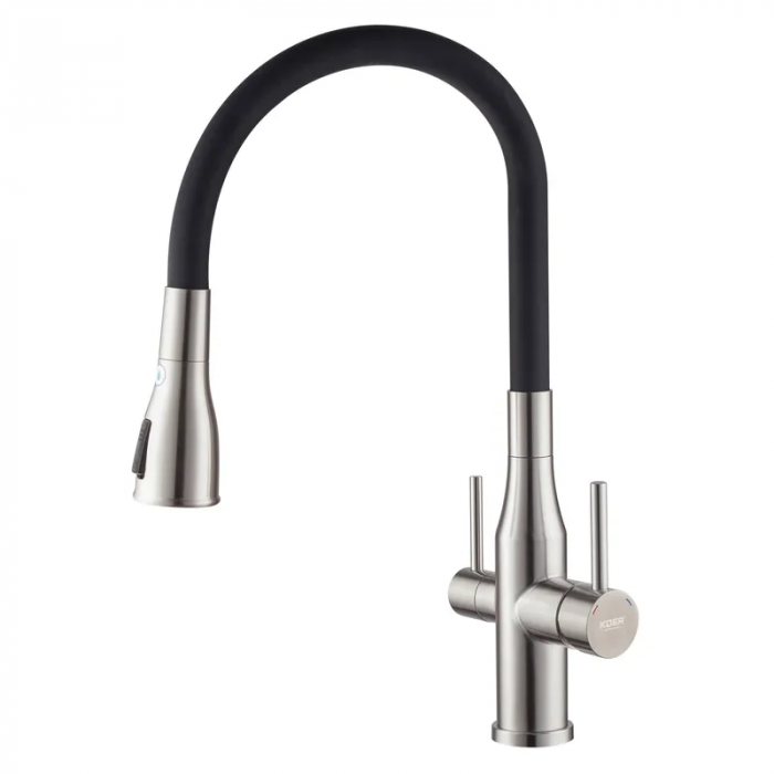 Змішувач для кухні Koer KI-72024-02 з виходом для питної води (нерж. сталь) (KR5011)