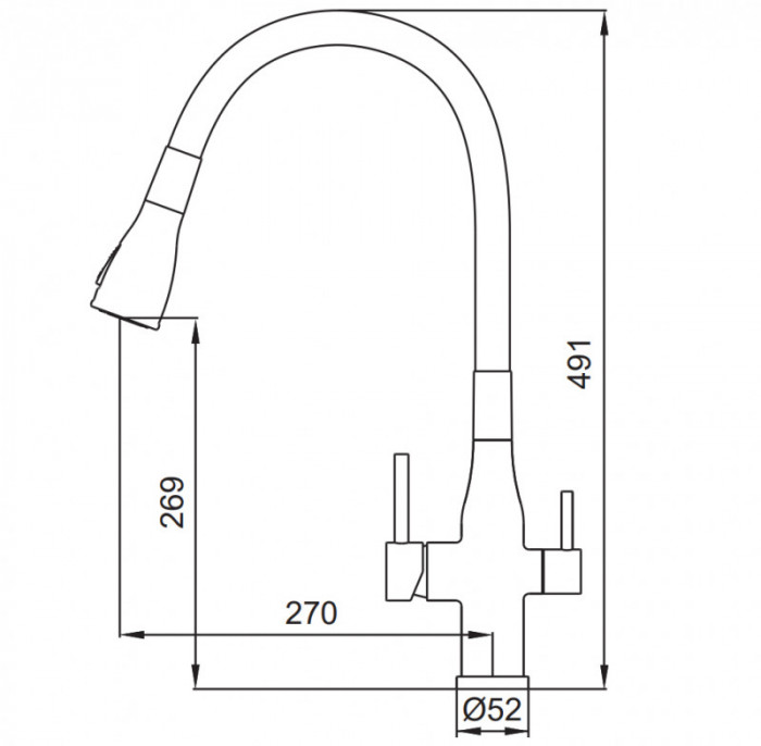 Змішувач для кухні Koer KI-72024-02 з виходом для питної води (нерж. сталь) (KR5011)