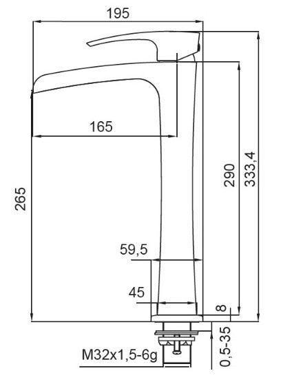 Змішувач для умивальника Koer KB-15007-04 високий водоспад (Колір хром+білий) (KR5156)