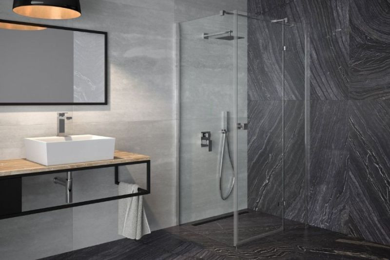 Кабина квадратная PIXA 90x90x195 правая: стекло прозрачное, профиль хромированный