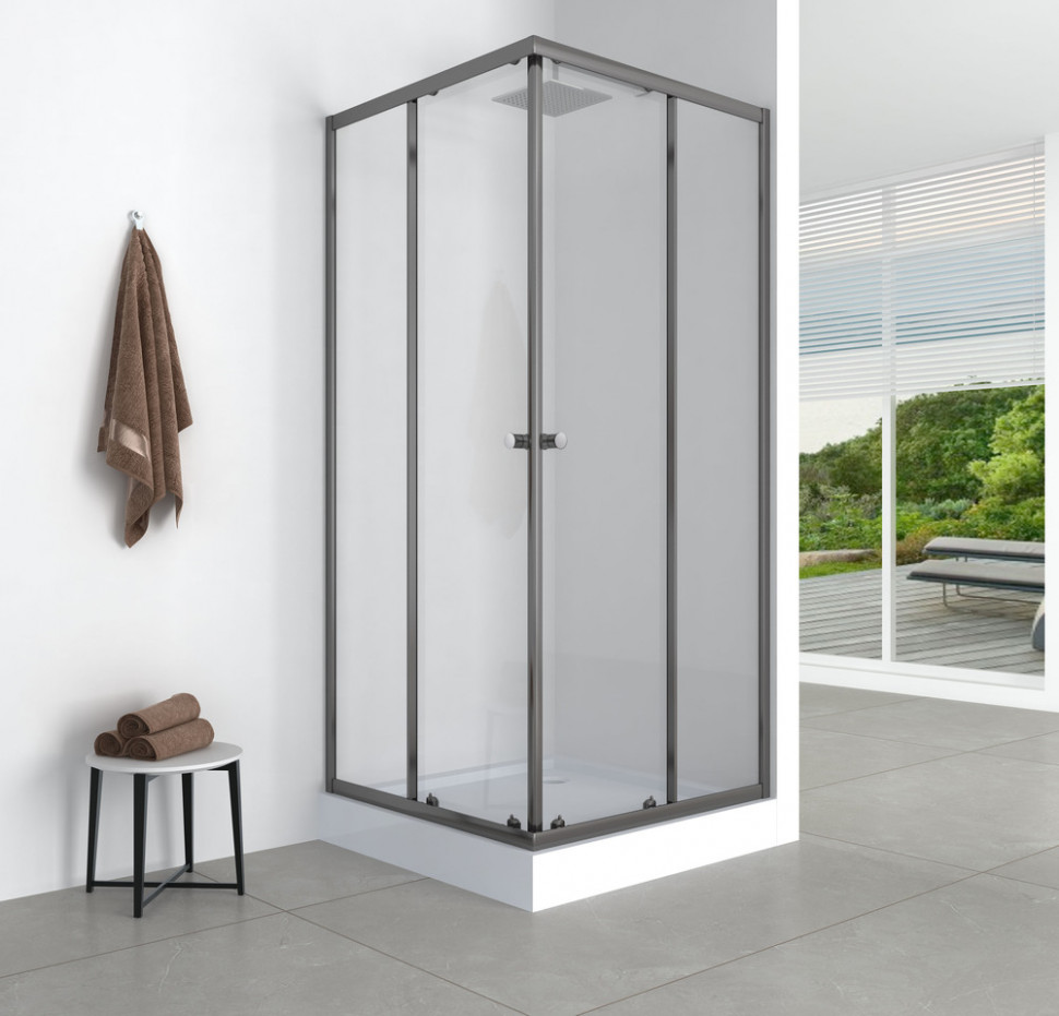 Душова кабіна з низьким піддоном Mixxus CUBIC SCT01-90x90x195-TR GRAPHITE прозоре скло 4мм (MI6905)