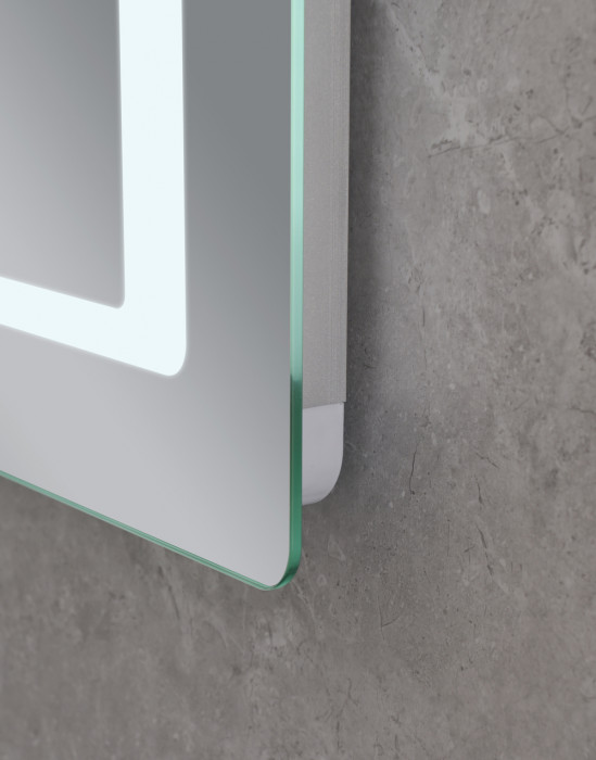 Дзеркало Mixxus STYLE MR03-90x70 з Led Touch, Anti-fog, димером, регулятором яскравості, годинником (MI6007)