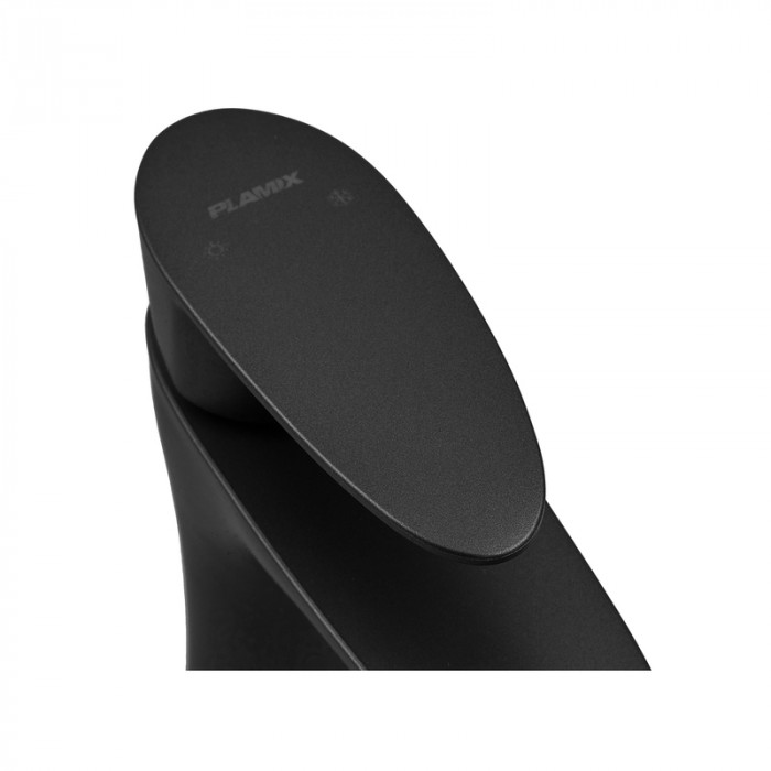 Змішувач для умивальника Plamix Cezar-001 SET Matte black (з підведенням) (PM0662)