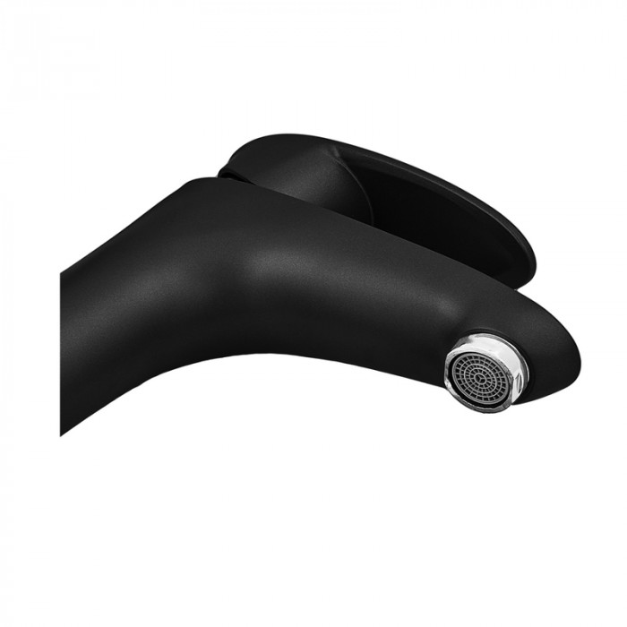 Змішувач для умивальника Plamix Cezar-001 SET Matte black (з підведенням) (PM0662)