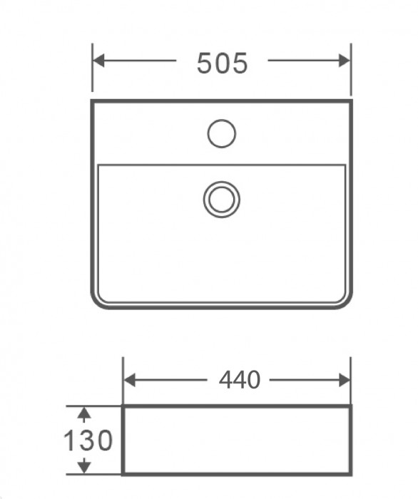 Раковина підвісна-накладна MIXXUS PREMIUM QUADRO-0201 500х440х120mm (отвір під змішувач, перелив) (MP6478)