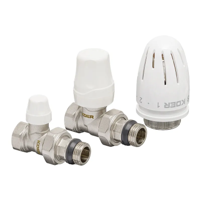 Комплект для підключення радіатора Koer SET-12 - 1/2&quot;x1/2&quot; (прямий) з термоголовкою ВЗ (KR3177)