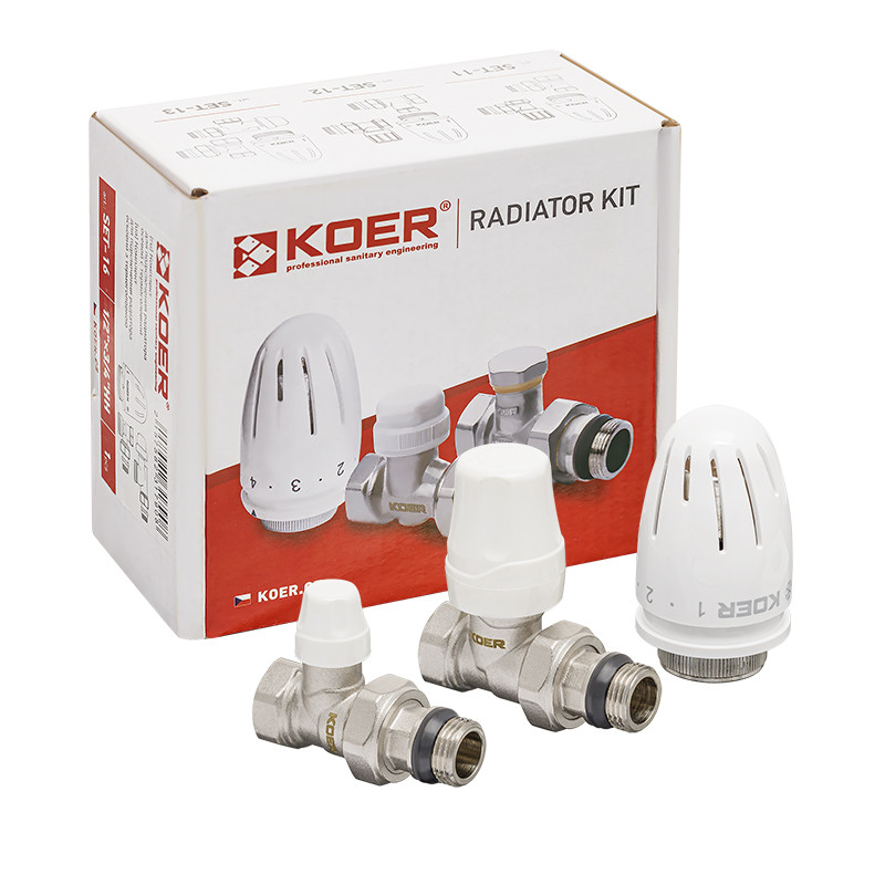 Комплект для підключення радіатора Koer SET-12 - 1/2"x1/2" (прямий) з термоголовкою ВЗ (KR3177)