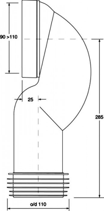Колено для унитаза под углом 90 HC42