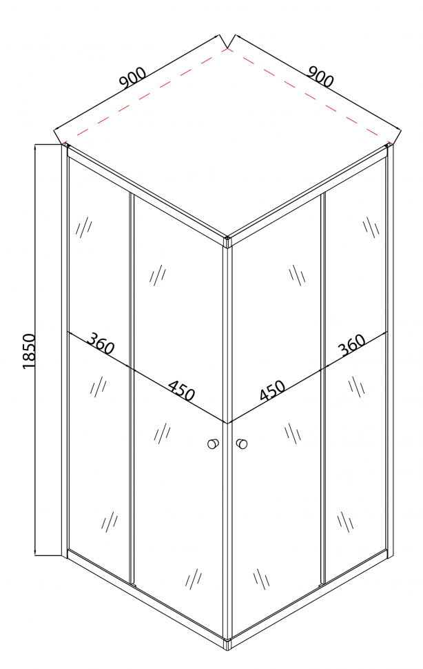 Душова кабіна без піддону Mixxus CUBIC SC01-90x90x185-TR GRAPHITE прозоре скло 4мм (MI6907)