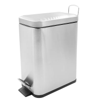 Відро для сміття з плавним закриттям прямокутне ZERIX SANSA-TC0105 SS COLOR 5л (колір нержавійка) (ZX5893)