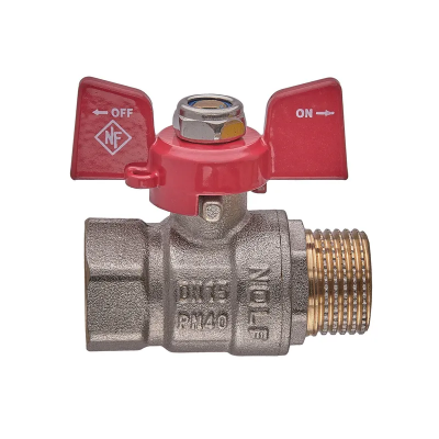 Кран кульовий Nolf classic NFC.721-06-1/2&quot; FM ГШМ, ручка &quot;метелик&quot; червона (NF3126)