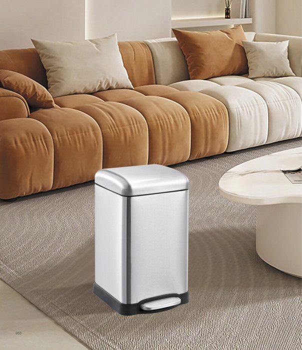 Відро для сміття з плавним закриттям квадратне Mixxus Style-TC0106 SS Color 6л колір наржавійка (MI7092)