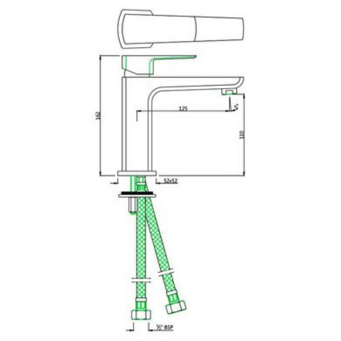 Змішувач для раковини JAQUAR Kubix Prime одноважільний h162, хром KUP-CHR-35011BPM