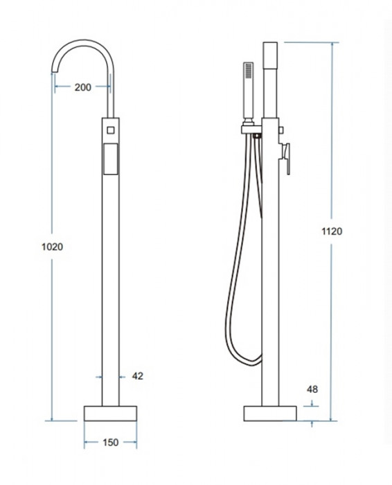 Змішувач до ванни вільностоячий MODERN ІІ хром