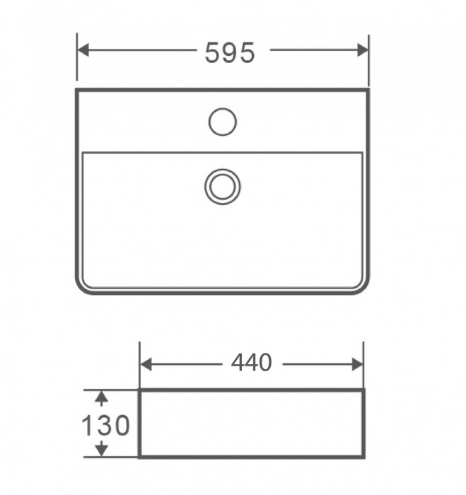 Раковина підвісна-накладна MIXXUS PREMIUM QUADRO-0202 600х440х120mm (отвір під змішувач, перелив) (MP6479)