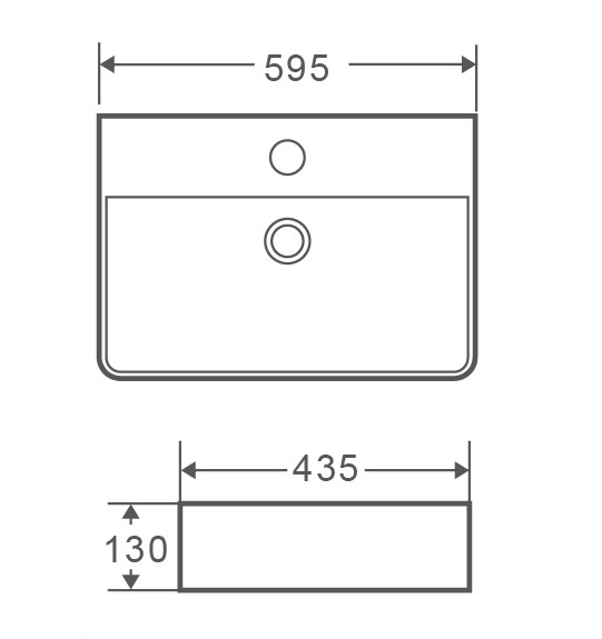 Раковина підвісна-накладна MIXXUS PREMIUM QUADRO-0202 600х440х120mm (отвір під змішувач, перелив) (MP6479)