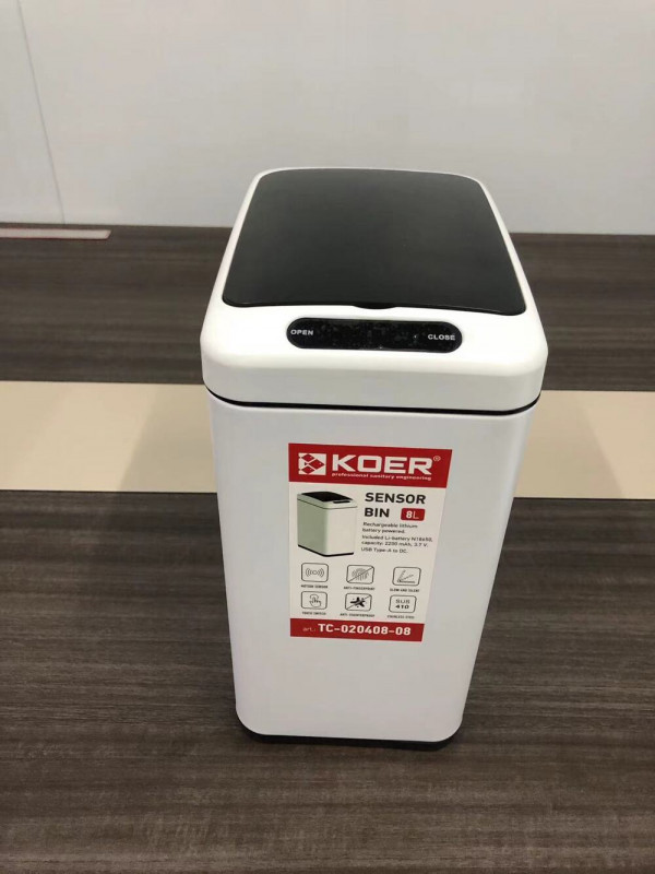Відро для сміття сенсорне прямокутне KOER TC-020408-08 8 л (колір білий) (KR5589)