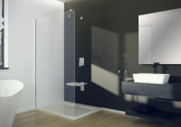 Кабина walk in AVEO 120x195 стекло прозрачное, держатели хромированные 120 см