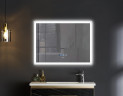 Дзеркало MIXXUS FLAT MR04-100x80 з LED Touch, Anti-fog, димером, рег. яскравості, годинником (MI6927)