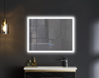 Дзеркало MIXXUS FLAT MR04-100x80 з LED Touch, Anti-fog, димером, рег. яскравості, годинником (MI6927)