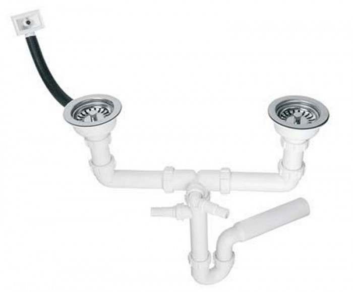 Сифон пластиковий для двох мийок, трубний HC7HC12R-POL1
