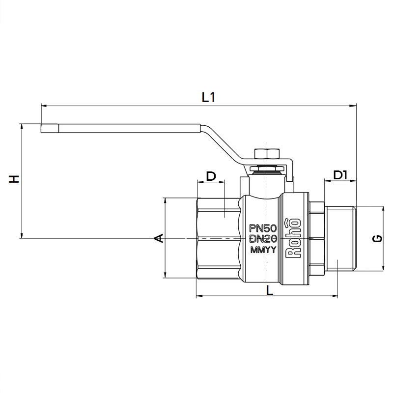 Кран кульовий Roho R201-050 - 1/2" (RO0071)