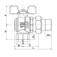 Кран з американкою Roho R106-100 - 1" кутовий (RO0091)