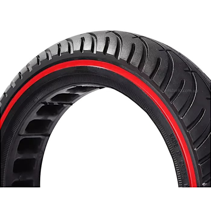 ПОКРИШКА "8" 8.5-2.0 (Ø140 - 36ММ) БЕЗКАМЕРКА ДЛЯ ЕЛЕКТРОСАМОКАТА, СВІТЛОВІДБИВАЧ.ЧЕРВОНА СМУГА