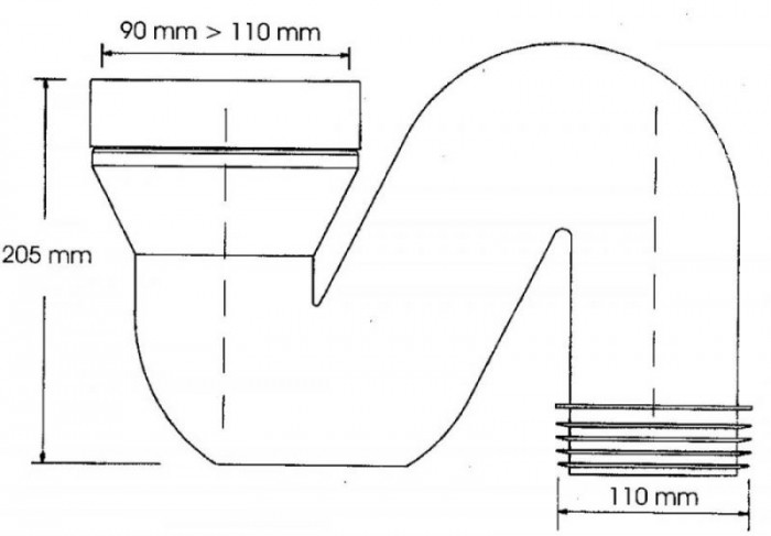 Колено для унитаза под углом с уплотнением для турецких WC HC44