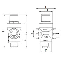 Редуктор тиску Roho R1201-075 - 3/4" ВВ, PN16 (1-5,5 бар) поршневий (RO0144)
