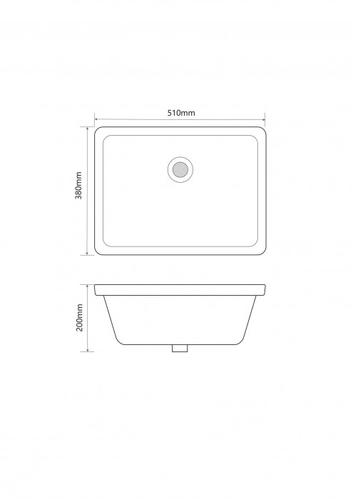 Раковина врізна під стільницю MIXXUS PREMIUM STYLE-1701 510х380х200mm з переливом (MP6567)