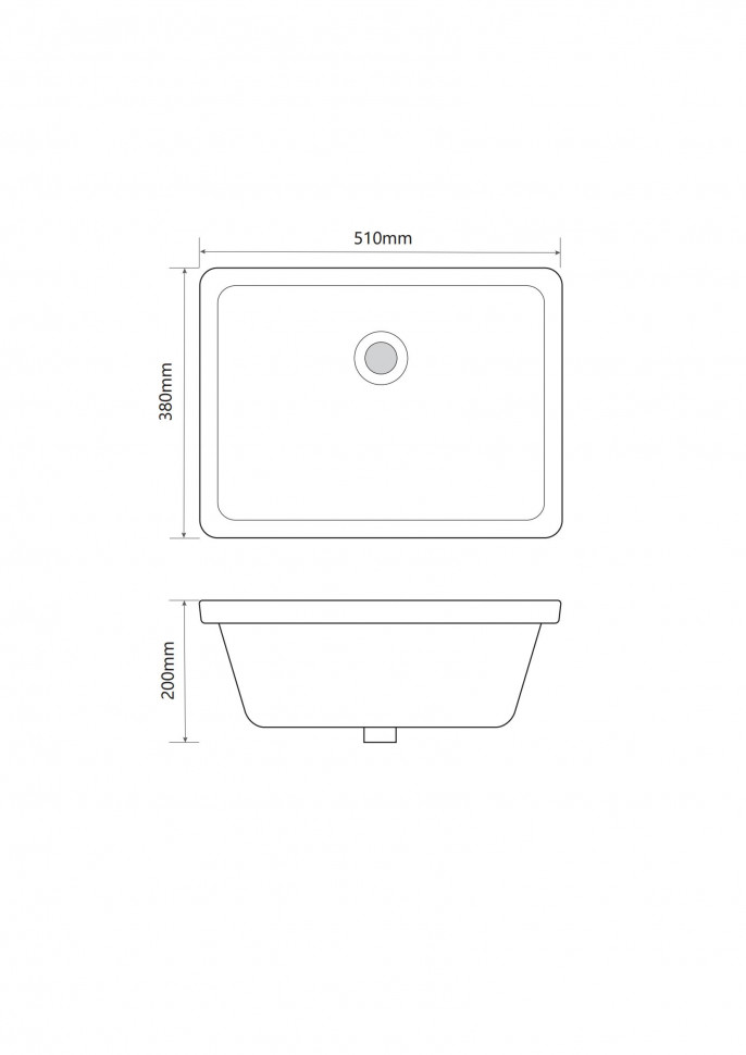 Раковина врізна під стільницю MIXXUS PREMIUM STYLE-1701 510х380х200mm (перелив) (MP6567)