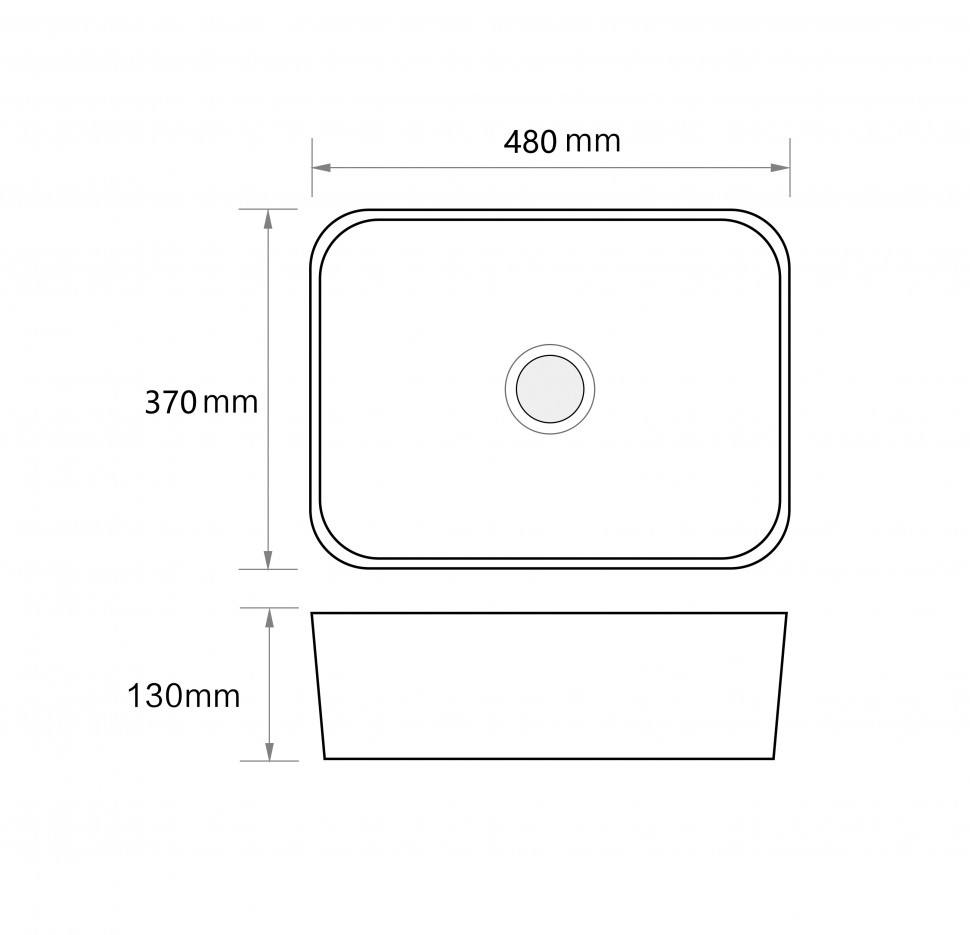 Раковина накладна MIXXUS PREMIUM QUADRO-0103 480х370х130mm (MP6514)