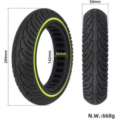 ПОКРИШКА &quot;8&quot; 8.5-2.0 (Ø142 - 36ММ) БЕЗКАМЕРКА ДЛЯ ЕЛЕКТРОСАМОКАТА, СВІТЛОВІДБИВАЧ. САЛАТОВА СМУГА