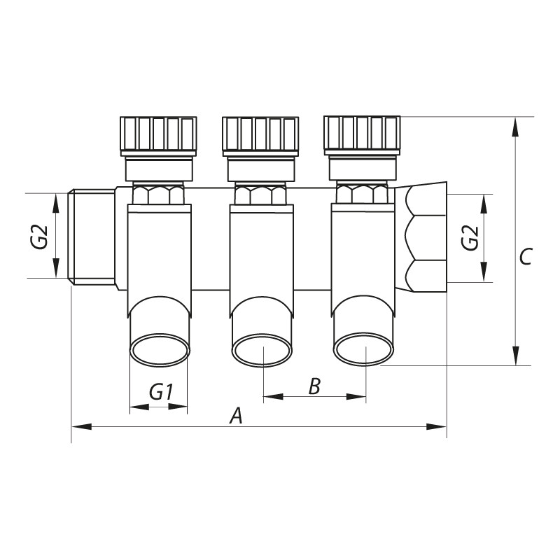 Колектор для теплої підлоги Koer KR.1123-3 3/4"x3 ways (KR2830)