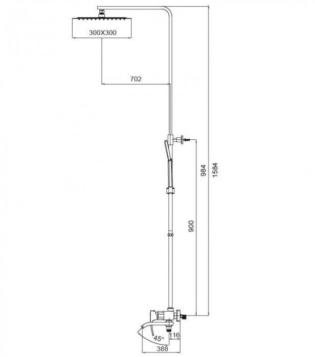 Душова колона із змішувачем Koer KB-56007-05 (Колір чорний) (KR3461)