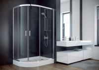Кабина асимметричная MODERN 100x80x185 универсальная: стекло grigio, хромированный профиль