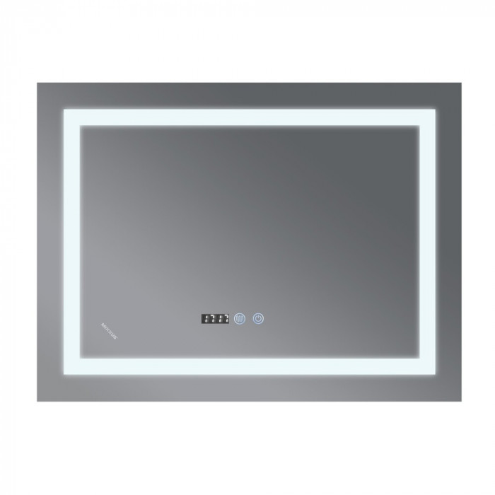 Дзеркало Mixxus WARM MR02-70x50 з Led Touch, Anti-fog, димером, регулятором яскравості, годинником (MI6668)